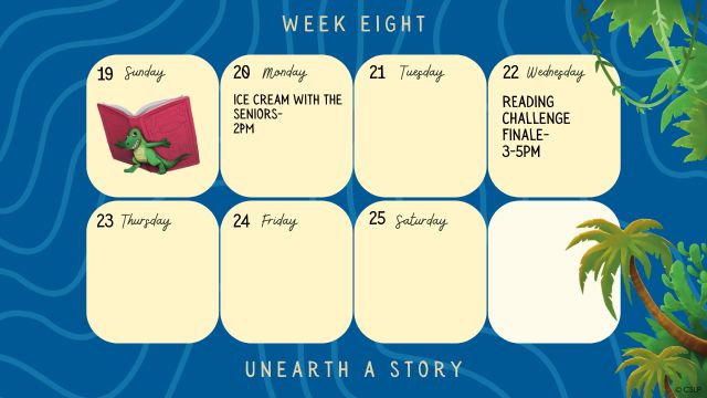 7/20/26 Icecream with Seniors @ 2PM 7/22/26 Reading Challenge Finale 3-5pm